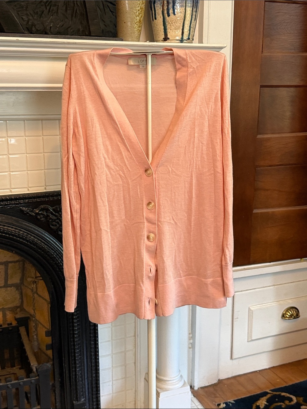 LOFT Soft Pink  Button-Front Lightweight Cardigan - worn about 3 times